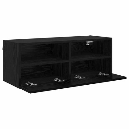 TV Wall Cabinet 80 x 30 x 30 cm Black Oak Engineered Wood