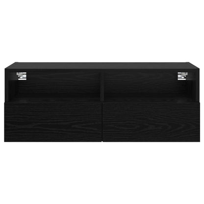 TV Wall Cabinet 80 x 30 x 30 cm Black Oak Engineered Wood