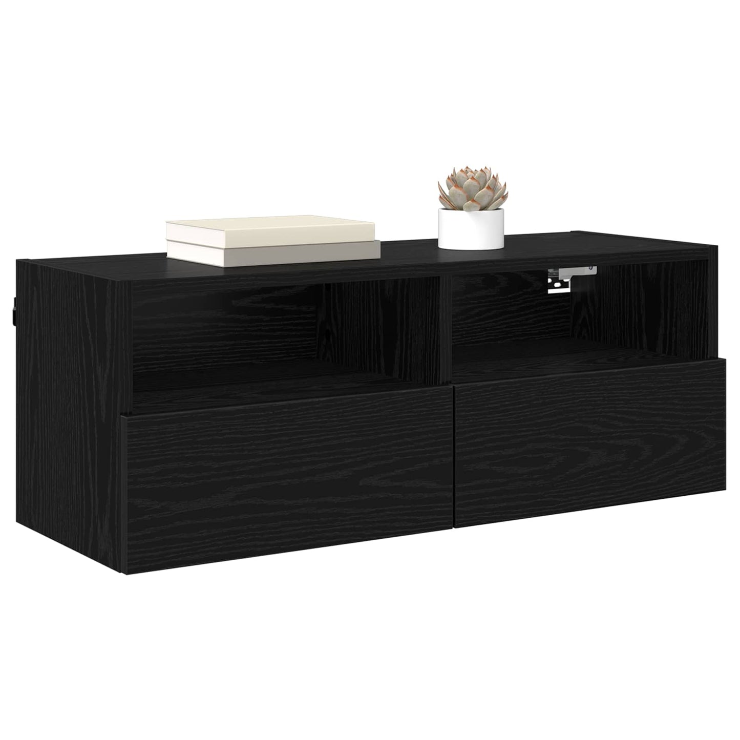 TV Wall Cabinet 80 x 30 x 30 cm Black Oak Engineered Wood