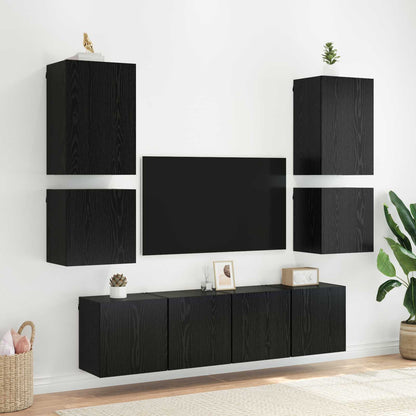 TV Wall Cabinet Black Oak 40.5x30x40cm Engineered Wood