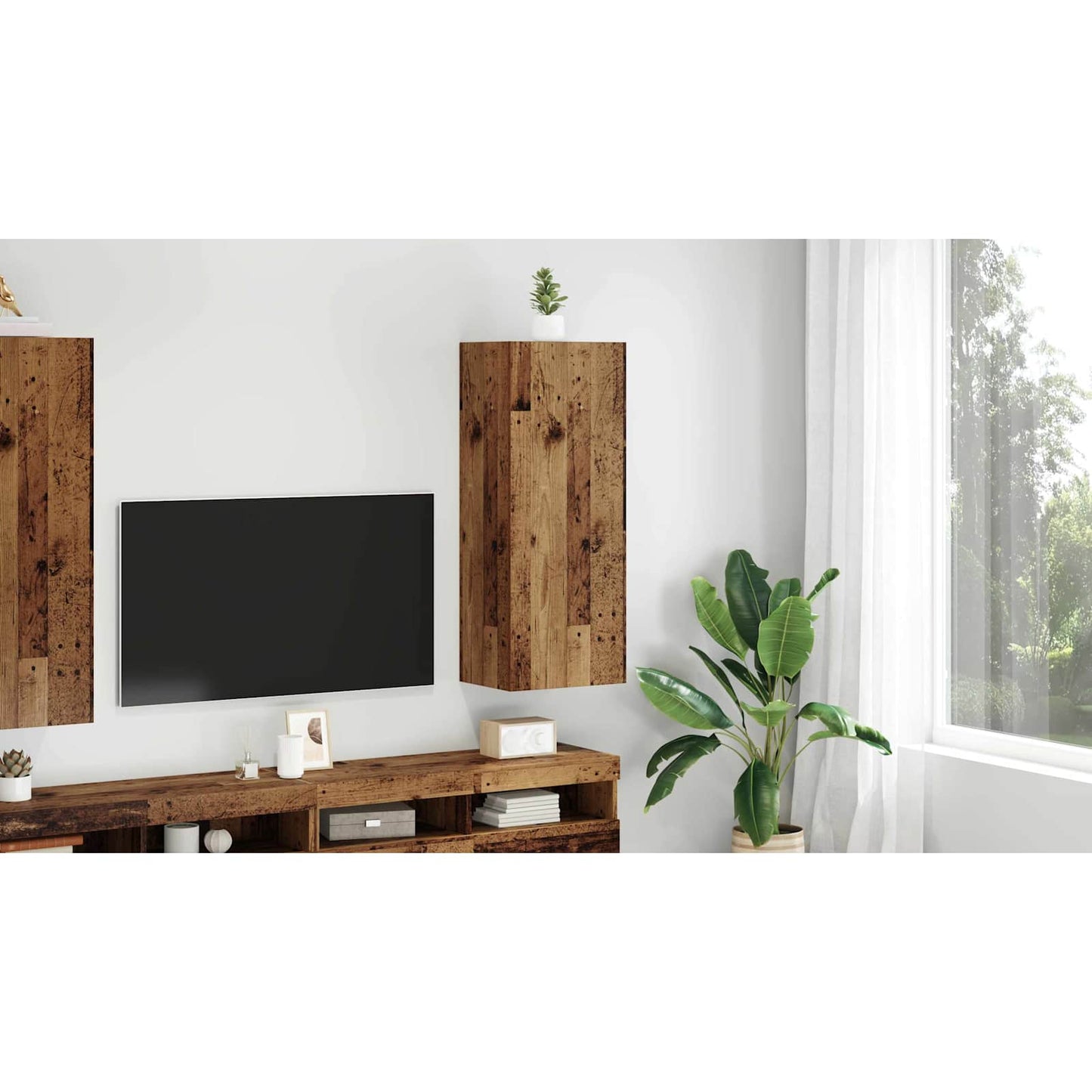 TV Wall Cabinet Old Wood 40.5 x 30 x 102 cm Engineered Wood