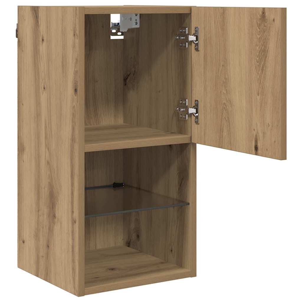 Wall-mounted TV Cabinet with LED Artisan Oak 30.5 x 30 x 60 cm