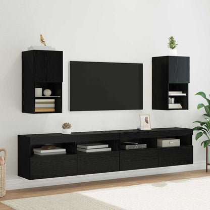 Wall-mounted TV Cabinets 2 pcs Black Oak 30.5 x 30 x 60 cm
