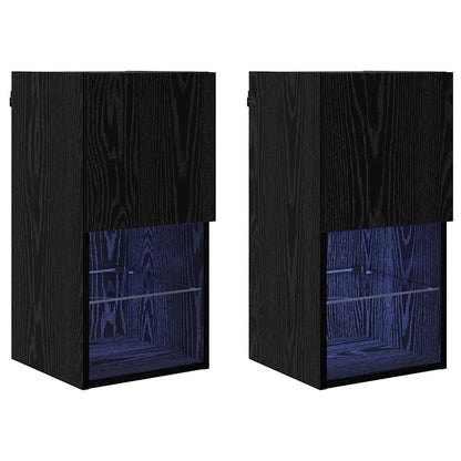 Wall-mounted TV Cabinets 2 pcs Black Oak 30.5 x 30 x 60 cm