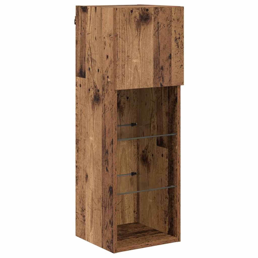 Wall-mounted TV Cabinet with LED Old Wood 30.5 x 30 x 90 cm