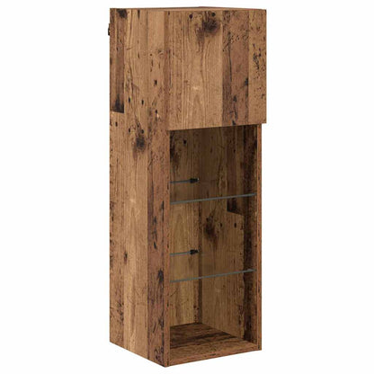 Wall-mounted TV Cabinet with LED Old Wood 30.5 x 30 x 90 cm