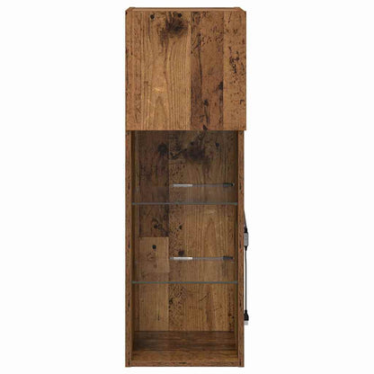 Wall-mounted TV Cabinet with LED Old Wood 30.5 x 30 x 90 cm