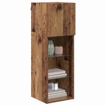 Wall-mounted TV Cabinet with LED Old Wood 30.5 x 30 x 90 cm