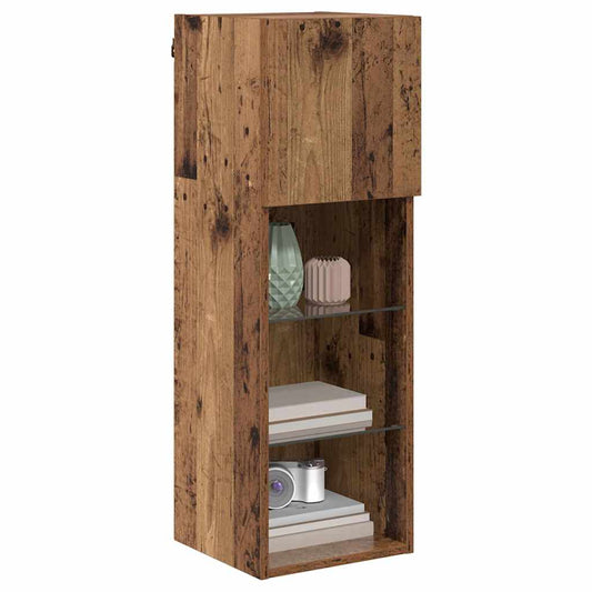 Wall-mounted TV Cabinet with LED Old Wood 30.5 x 30 x 90 cm
