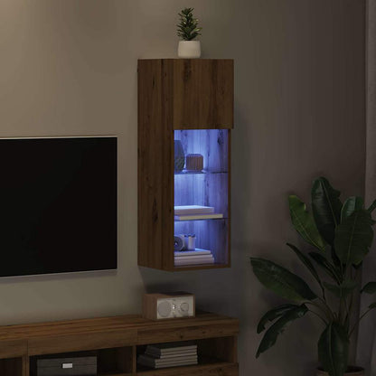 Wall-mounted TV Cabinet with LED Artisan Oak 30.5 x 30 x 90 cm