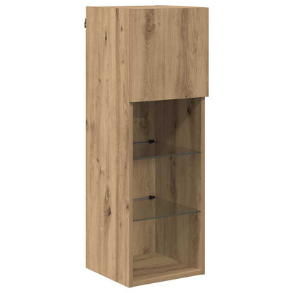 Wall-mounted TV Cabinet with LED Artisan Oak 30.5 x 30 x 90 cm