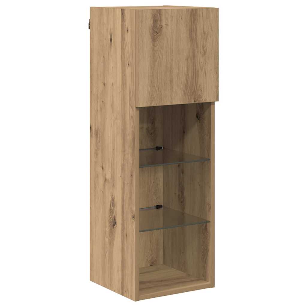 Wall-mounted TV Cabinet with LED Artisan Oak 30.5 x 30 x 90 cm