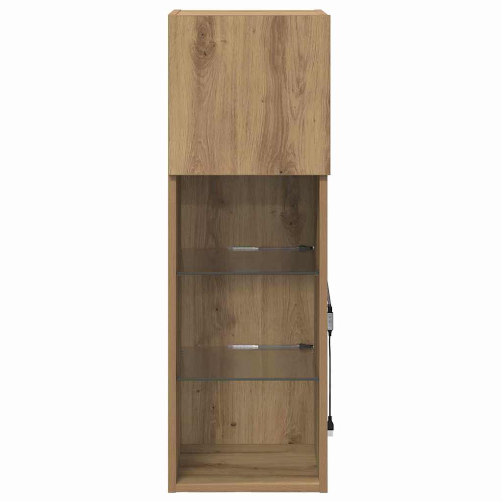 Wall-mounted TV Cabinet with LED Artisan Oak 30.5 x 30 x 90 cm