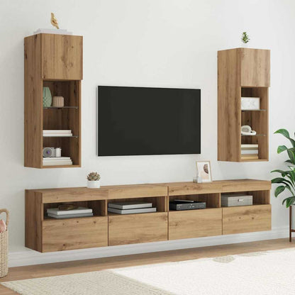 Wall-mounted TV Cabinets 2 pcs Artisan Oak 30.5 x 30 x 90 cm