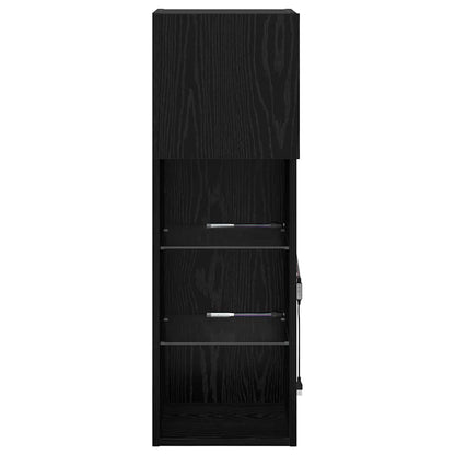 Wall-mounted TV Cabinet with LED Black Oak 30.5 x 30 x 90 cm