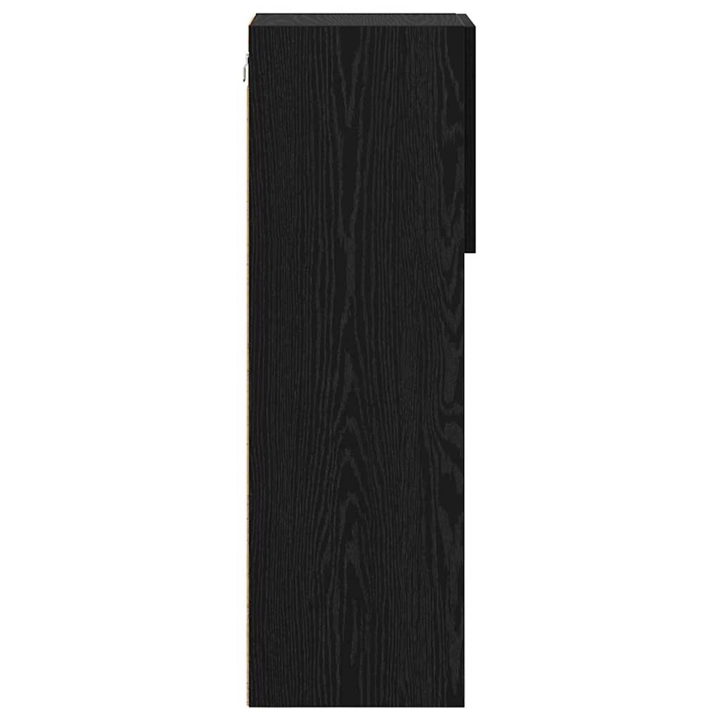 Wall-mounted TV Cabinet with LED Black Oak 30.5 x 30 x 90 cm