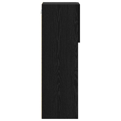 Wall-mounted TV Cabinet with LED Black Oak 30.5 x 30 x 90 cm
