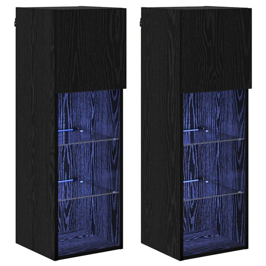 Wall-mounted TV Cabinets 2 pcs Black Oak 30.5 x 30 x 90 cm