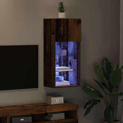 Wall-mounted TV Cabinet with LED Old Wood 40.5 x 30 x 90 cm