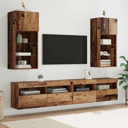Wall-mounted TV Cabinet with LED Old Wood 40.5 x 30 x 90 cm