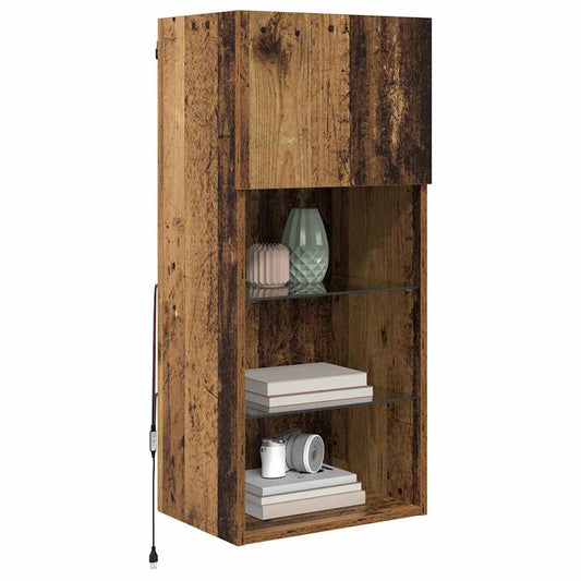 Wall-mounted TV Cabinet with LED Old Wood 40.5 x 30 x 90 cm