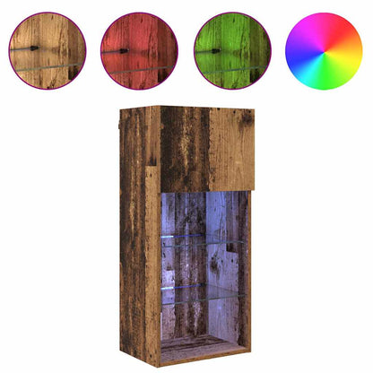 Wall-mounted TV Cabinet with LED Old Wood 40.5 x 30 x 90 cm
