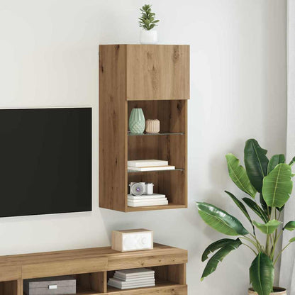 Wall-mounted TV Cabinet with LED Artisan Oak 40.5 x 30 x 90 cm