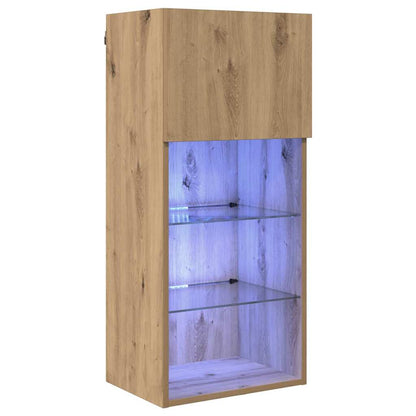 Wall-mounted TV Cabinet with LED Artisan Oak 40.5 x 30 x 90 cm