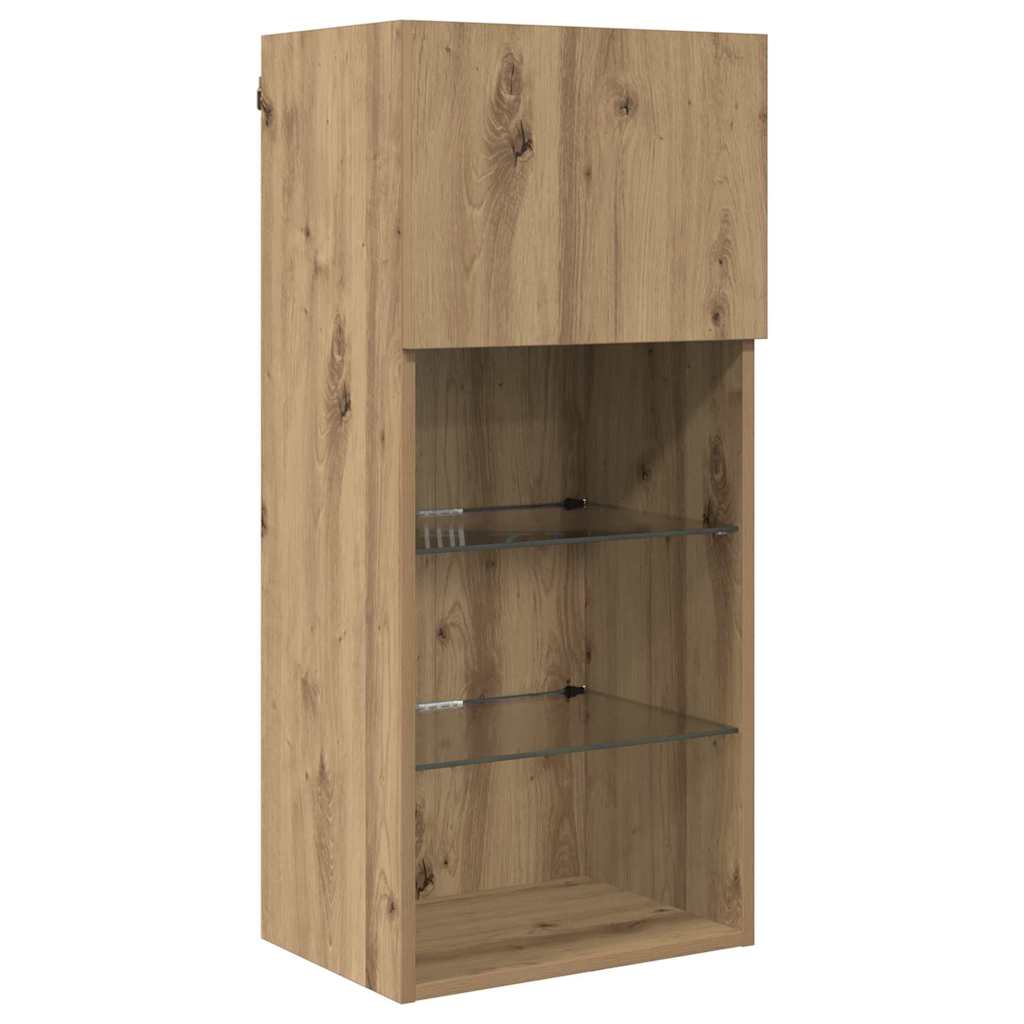 Wall-mounted TV Cabinet with LED Artisan Oak 40.5 x 30 x 90 cm