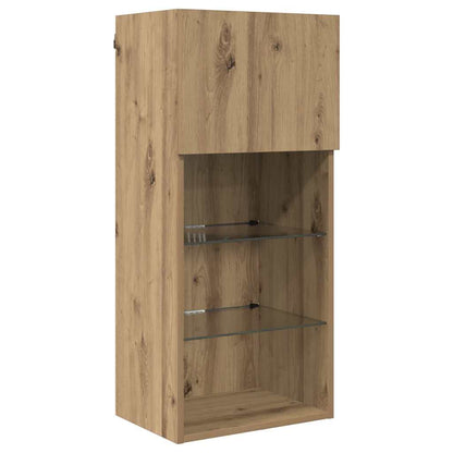Wall-mounted TV Cabinet with LED Artisan Oak 40.5 x 30 x 90 cm