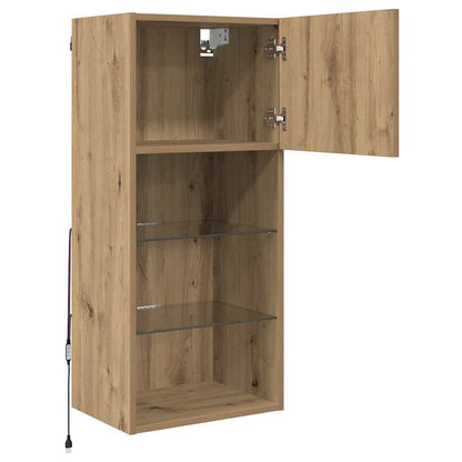 Wall-mounted TV Cabinet with LED Artisan Oak 40.5 x 30 x 90 cm