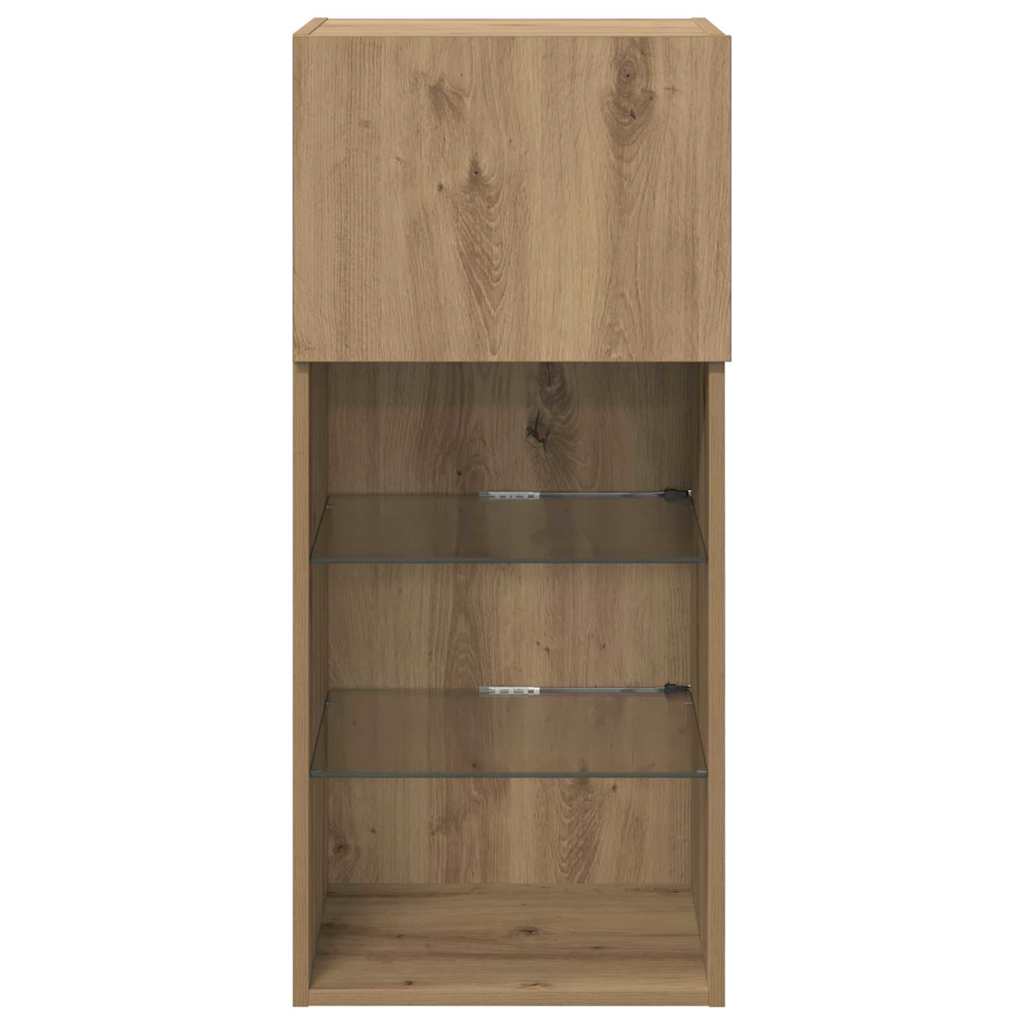 Wall-mounted TV Cabinet with LED Artisan Oak 40.5 x 30 x 90 cm