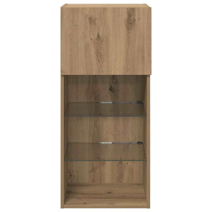 Wall-mounted TV Cabinet with LED Artisan Oak 40.5 x 30 x 90 cm