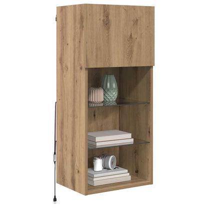 Wall-mounted TV Cabinet with LED Artisan Oak 40.5 x 30 x 90 cm