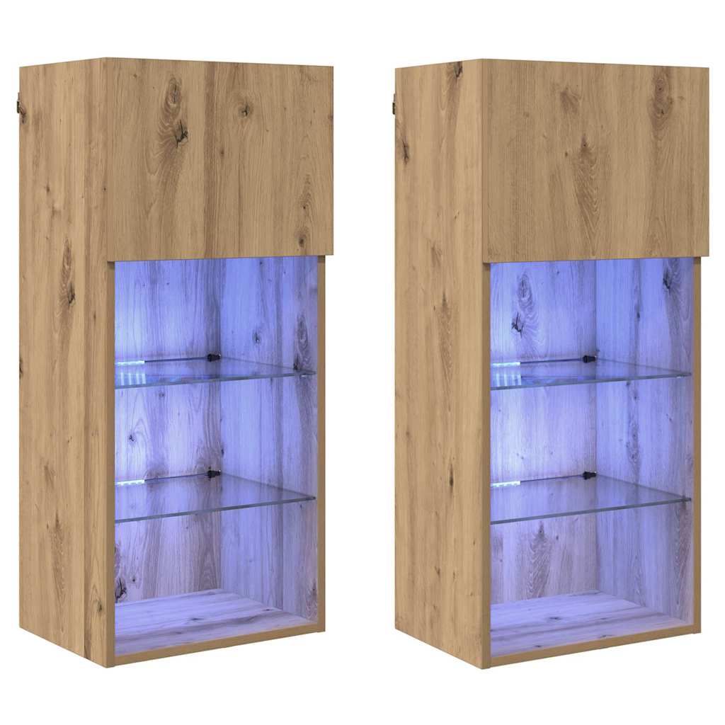 Wall-mounted TV Cabinets 2 pcs Artisan Oak 40.5 x 30 x 90 cm