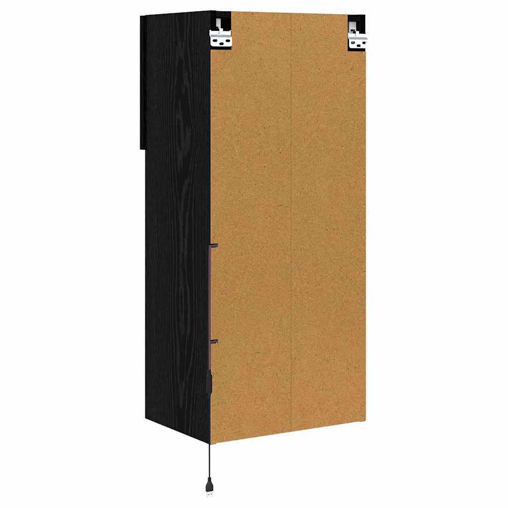 Wall-mounted TV Cabinet with LED Black Oak 40.5 x 30 x 90 cm