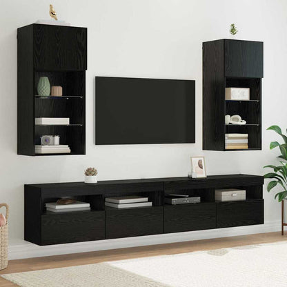 Wall-mounted TV Cabinets 2 pcs Black Oak 40.5 x 30 x 90 cm