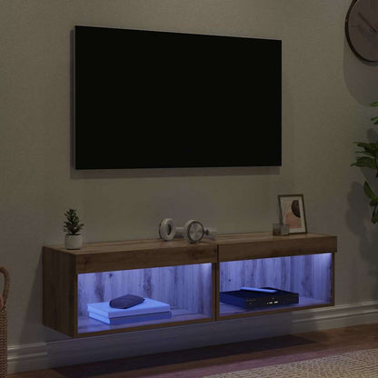 TV Cabinet Set with LED 2 pcs Artisan Oak 60 x 30 x 30 cm