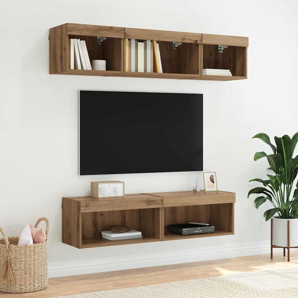TV Cabinet Set with LED 2 pcs Artisan Oak 60 x 30 x 30 cm