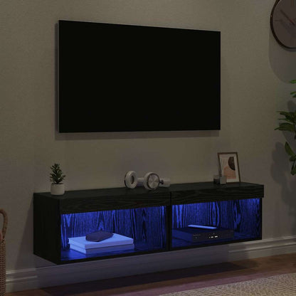 TV Cabinet Set 2 pcs Black Oak 60 x 30 x 30 cm Engineered Wood