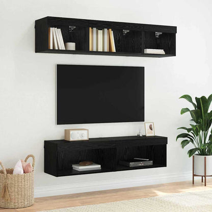 TV Cabinet Set 2 pcs Black Oak 60 x 30 x 30 cm Engineered Wood