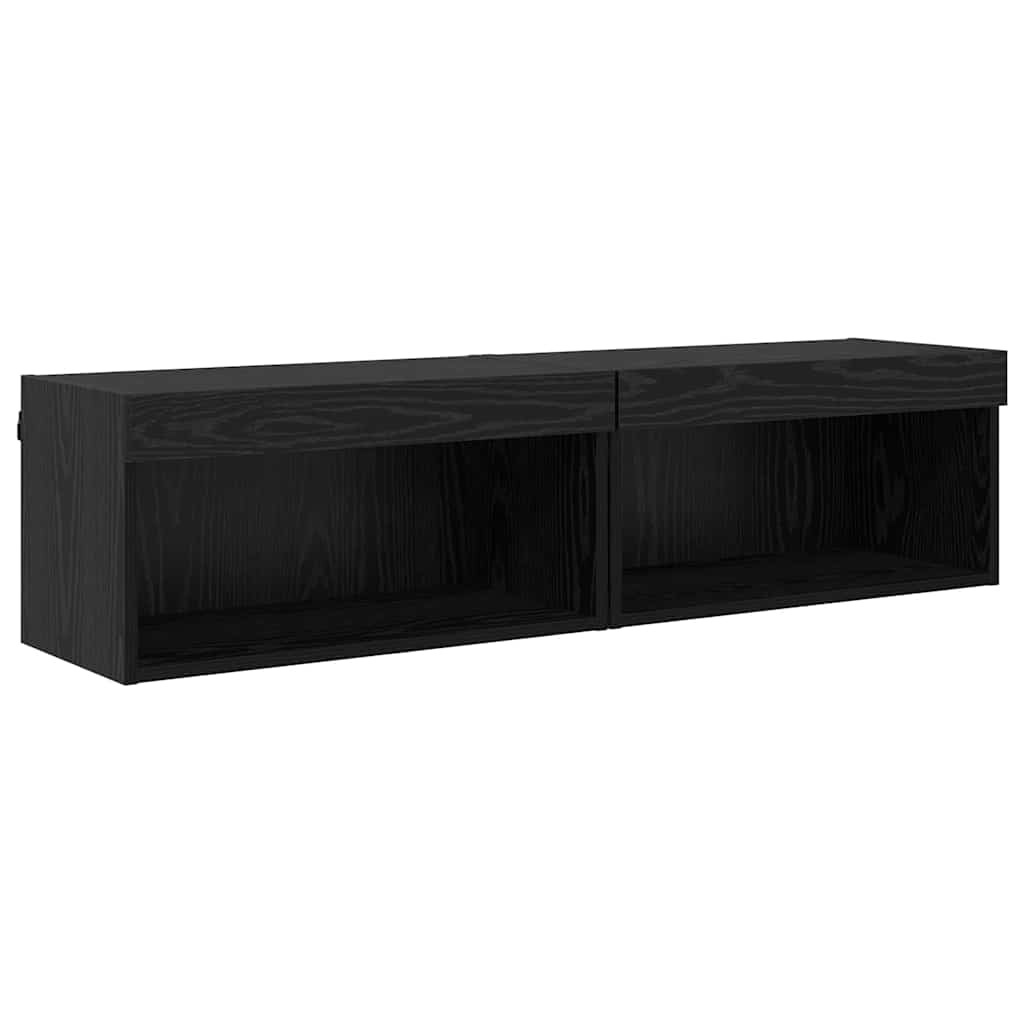 TV Cabinet Set 2 pcs Black Oak 60 x 30 x 30 cm Engineered Wood