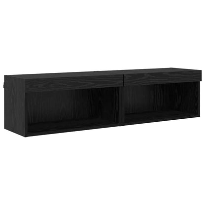 TV Cabinet Set 2 pcs Black Oak 60 x 30 x 30 cm Engineered Wood