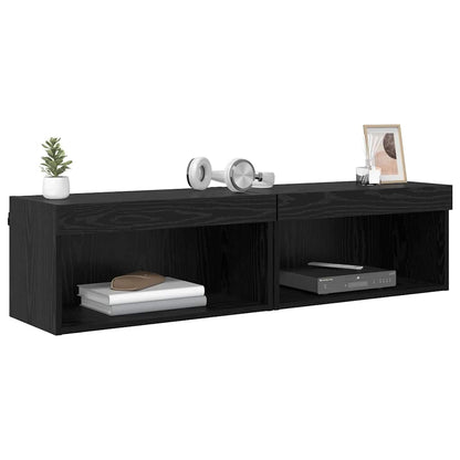 TV Cabinet Set 2 pcs Black Oak 60 x 30 x 30 cm Engineered Wood