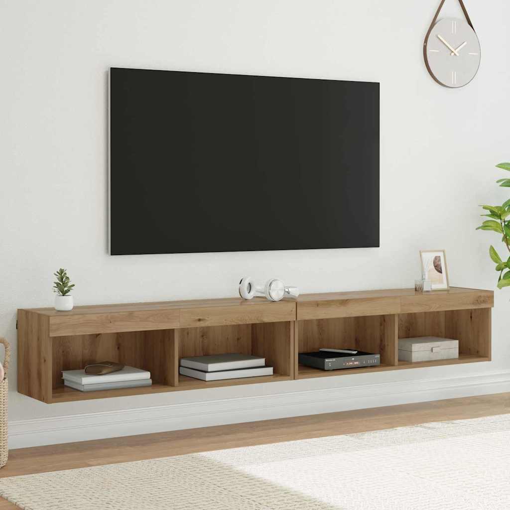 TV Cabinet Set with LED 2 pcs Artisan Oak 100 x 30 x 30 cm
