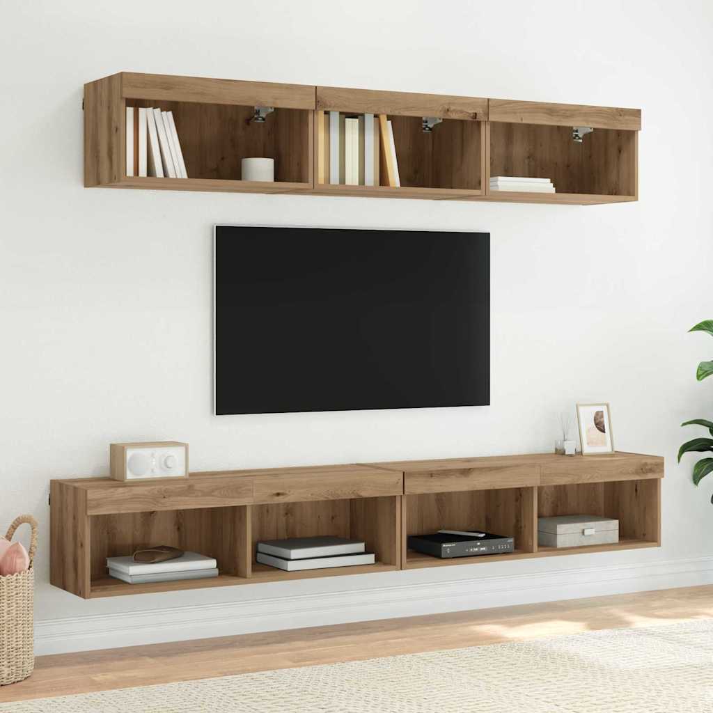 TV Cabinet Set with LED 2 pcs Artisan Oak 100 x 30 x 30 cm