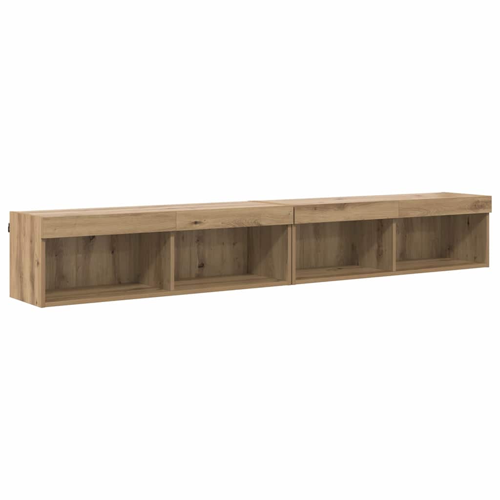 TV Cabinet Set with LED 2 pcs Artisan Oak 100 x 30 x 30 cm
