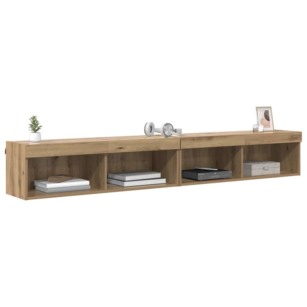 TV Cabinet Set with LED 2 pcs Artisan Oak 100 x 30 x 30 cm