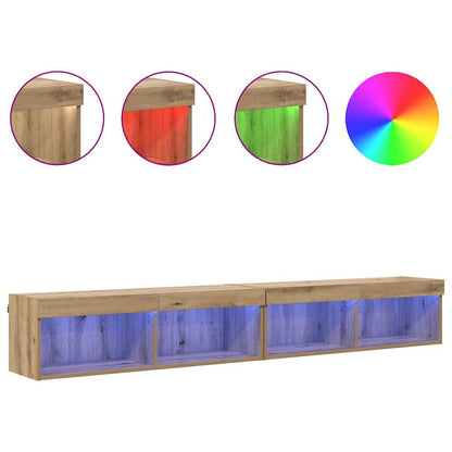 TV Cabinet Set with LED 2 pcs Artisan Oak 100 x 30 x 30 cm