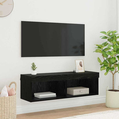 TV Wall Cabinet Black Oak 100 x 30 x 30 cm Engineered Wood